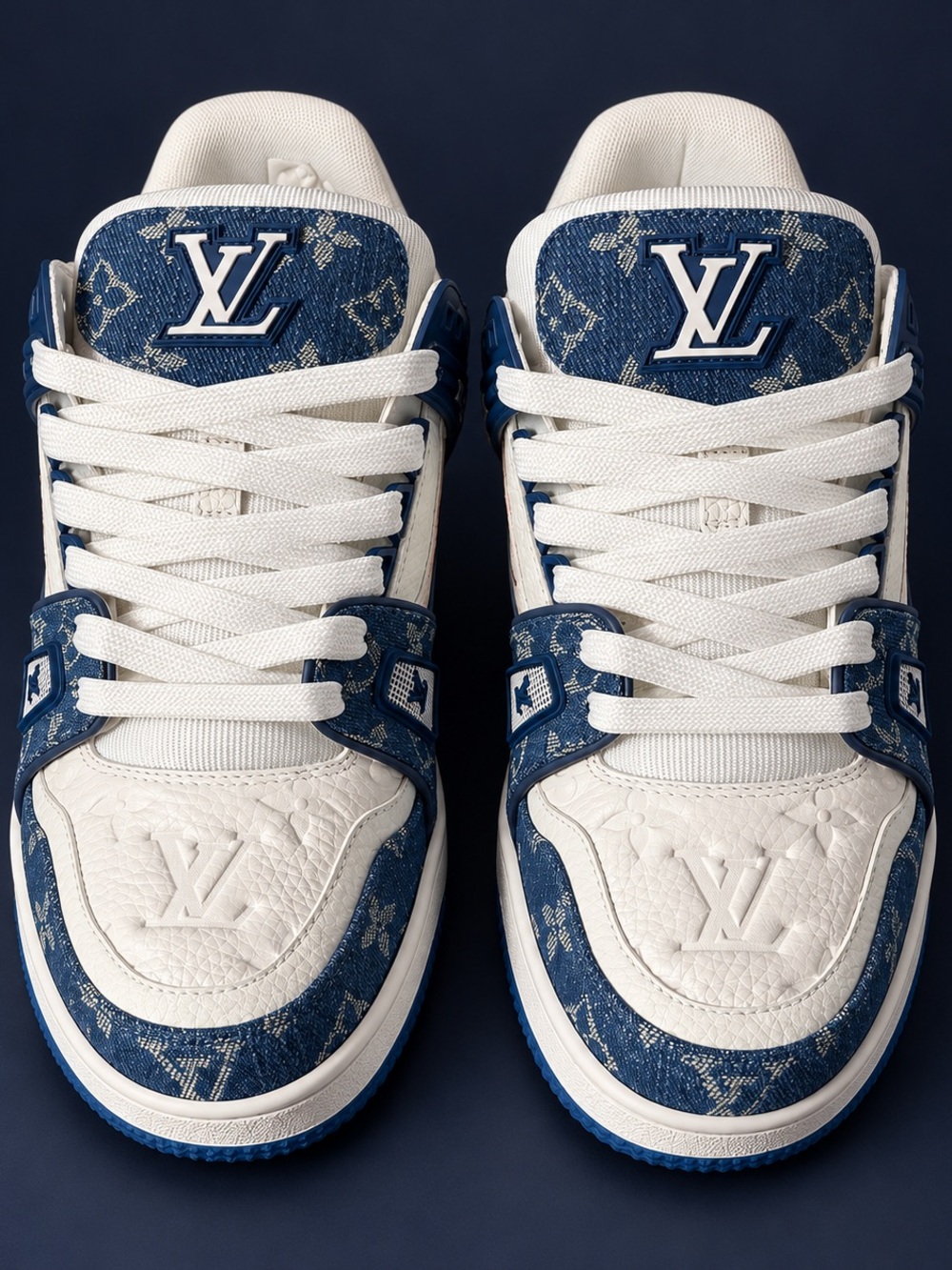 Louis Vuitton Men’s Denim Monogram & White Low-Top Sneakers